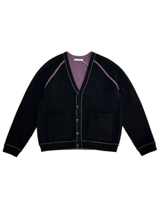CRAIG GREEN - Tape Knit Cardigan - AW25 - BLACK/PURPLE